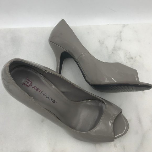 JUST FABULOUS Gray Peeptoe 4" Heels Sze 7.5 - Picture 2 of 5